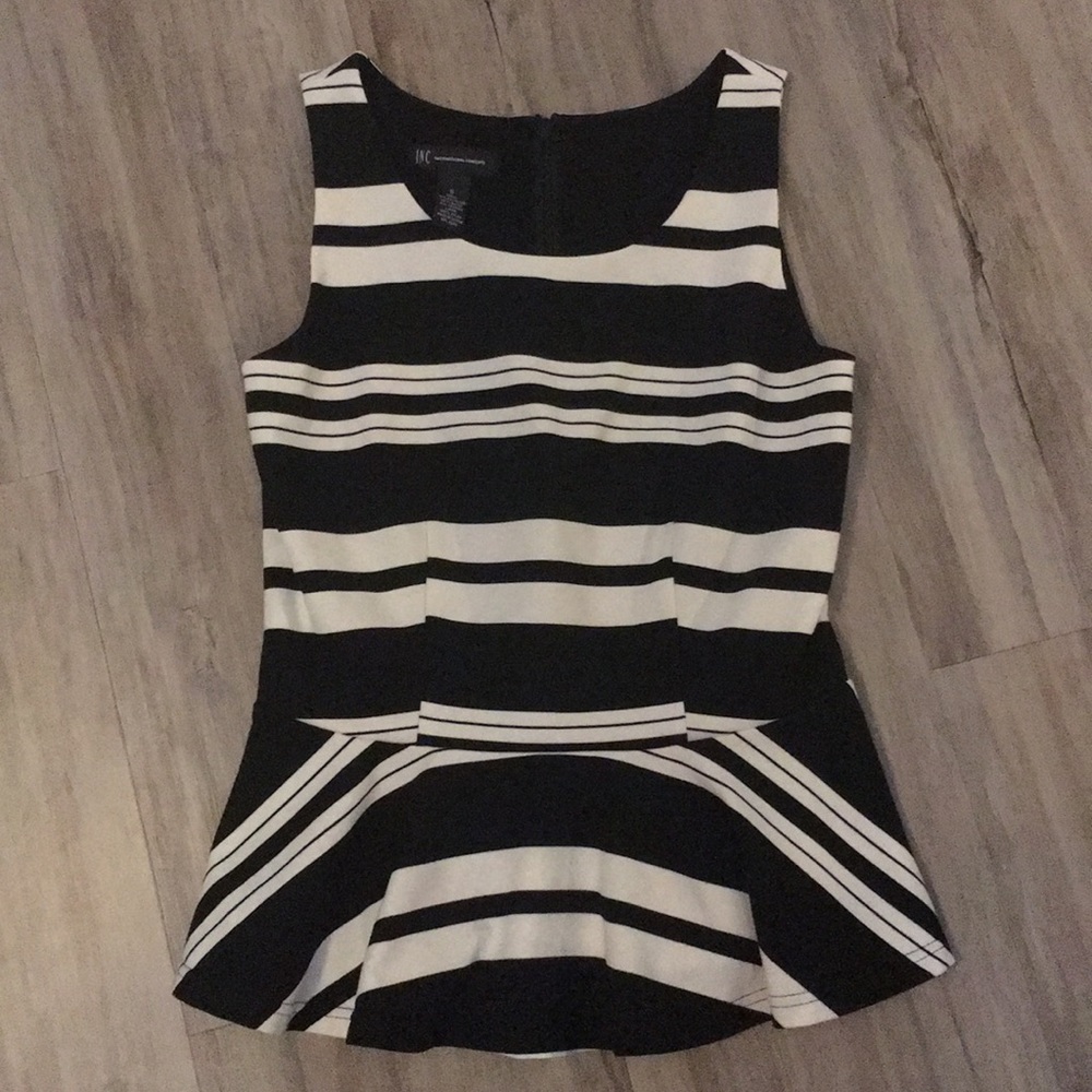INC International Concepts b&w stripe top size s